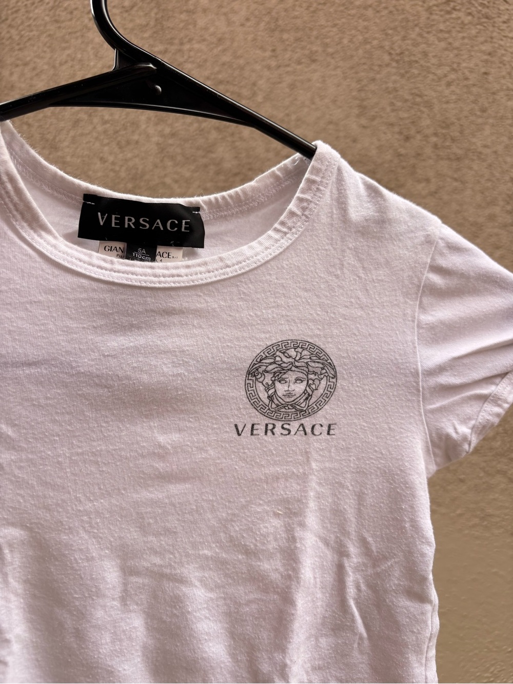 Versace Kids White Tee with Black Medusa Emblem